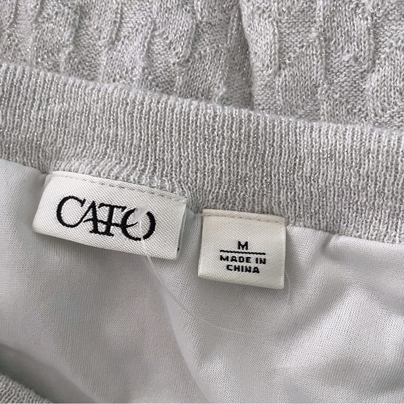 Knit Sweater and Midi Skirt Set with Gathered Sleeves and Metallic Silver Thread - Picture 7 of 7